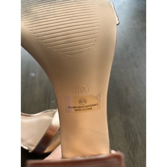 Lulus Taylor Ankle Strap Heels Women's 6.5 Rose Gold Vegan Leather Block Heel - Picture 7 of 7